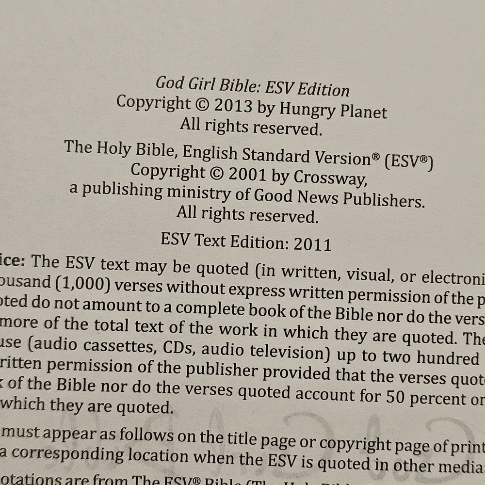 God Girl Bible ESV Edition Crossway Hardback Dustcover Purple Floral ESV Bible